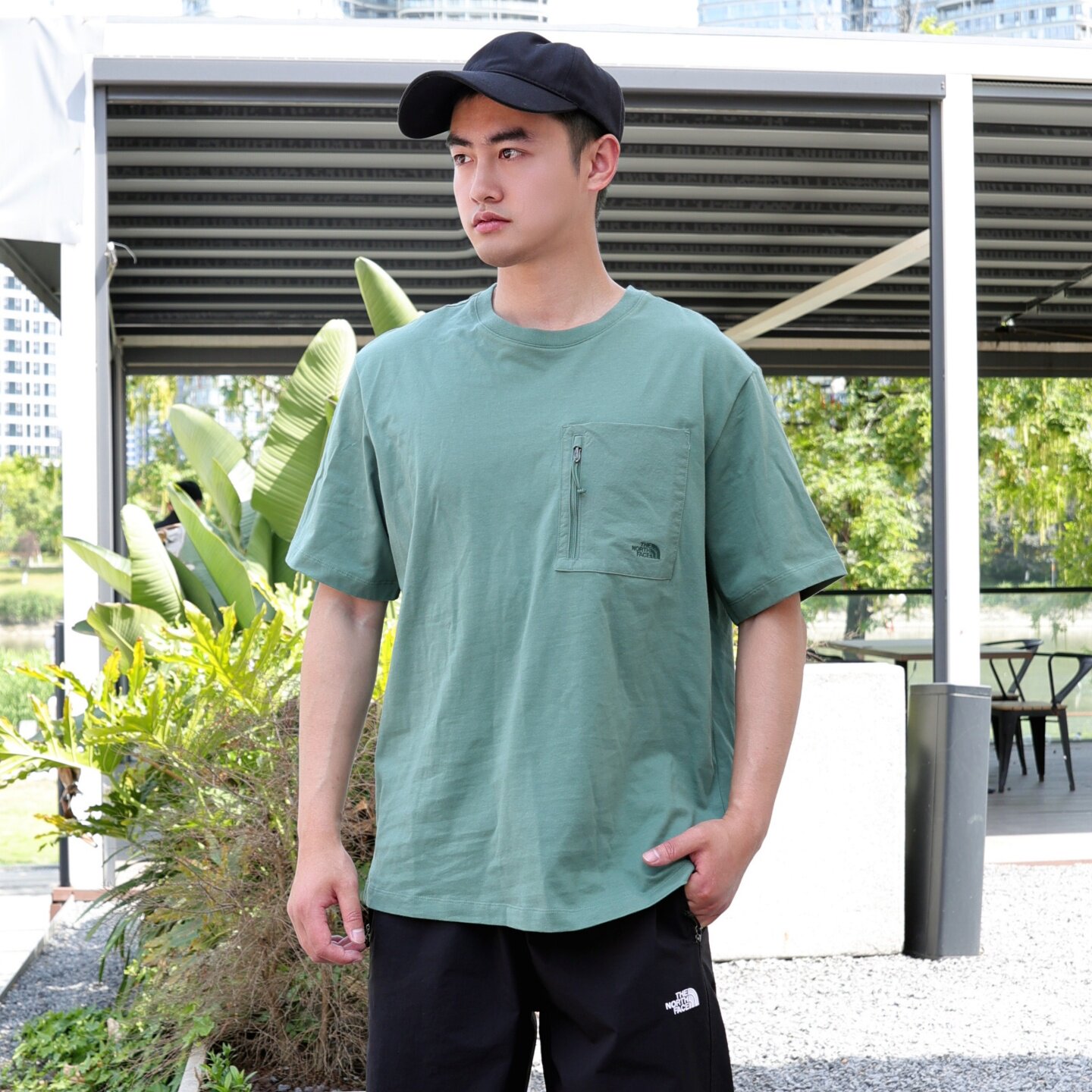 北面短袖男户外休闲纯棉圆领T恤