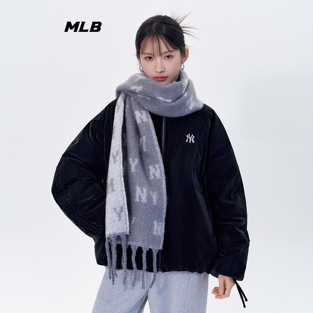 MLB男女NY老花含羊毛保暖围巾