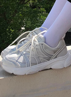 MLB运动鞋男女同款透气跑鞋NY复古增高网面休闲鞋老爹鞋3ARNACE4N