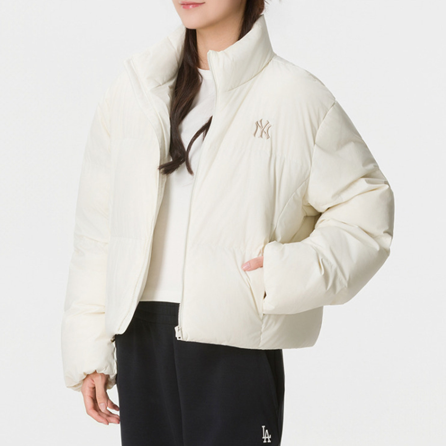 MLB女秋冬NY刺绣保暖羽绒服