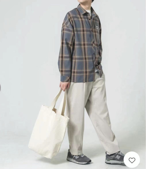 日潮翻领长袖宽松休闲