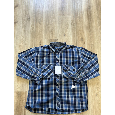 日潮翻领长袖宽松格子