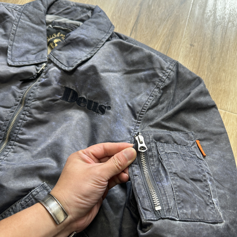 美式空服款机车棉服尼龙做旧