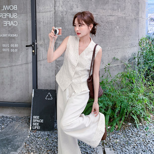 2026老钱质感亚麻蕾丝马甲阔腿裤 6261 P155 K268 套装