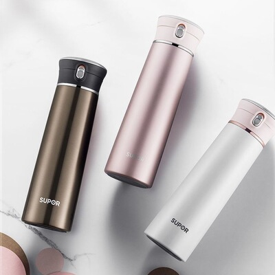 苏泊尔不锈钢400ml真空保温杯随手杯车载杯男女办公杯KC40AR1杯盖