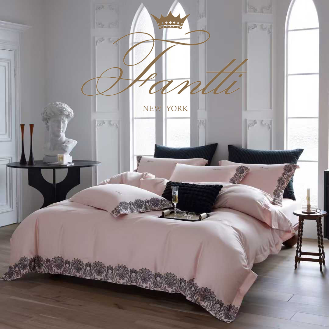 2025新款法式欧式蕾丝绣花轻奢刺绣四件套纯棉床品贡缎床单款套件