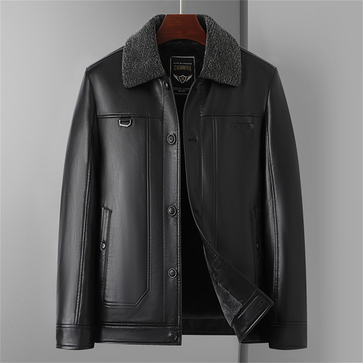 冬季中年男士皮衣外套爸爸装