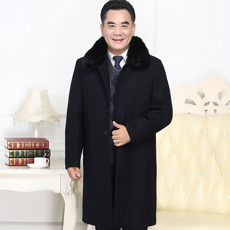 冬季长款毛呢大衣男士加绒加厚