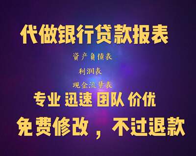 代做财务报表资产现金银行贷款