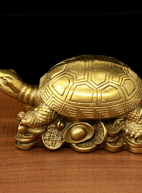 纯铜龙龟摆件黄铜八卦龙头龟铜制赑屃霸下长寿龟老寿星书房装饰品