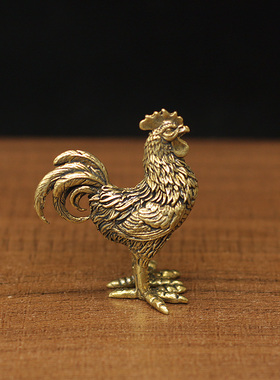 实心黄铜迷你大公鸡桌面摆件饰品