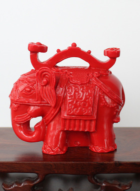 天然朱砂大象吉祥如意装饰品摆件