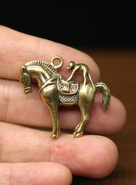 迷你黄铜马上猴钥匙扣配件挂饰