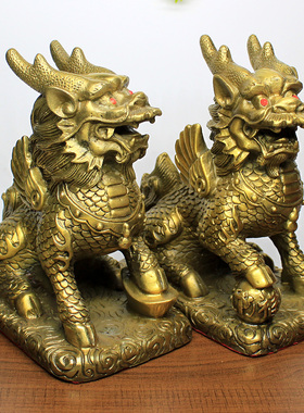 家居客厅吉祥财福麒麟瑞兽工艺品