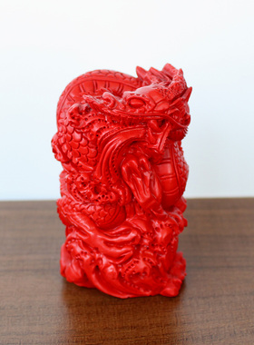 朱砂复古生肖龙龙柱小摆件