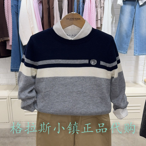 衣恋童装冬新款男休闲童圆领毛衣