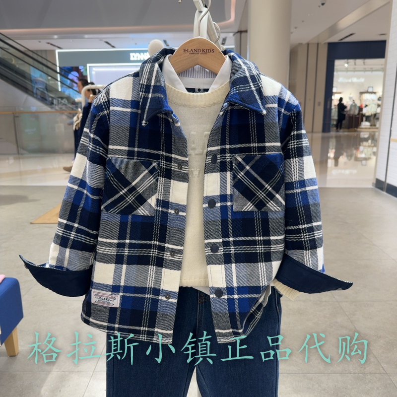 衣恋童装正品冬男童格纹棉服外套