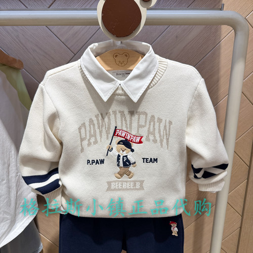PawinPaw童装正品春男童圆领毛衣
