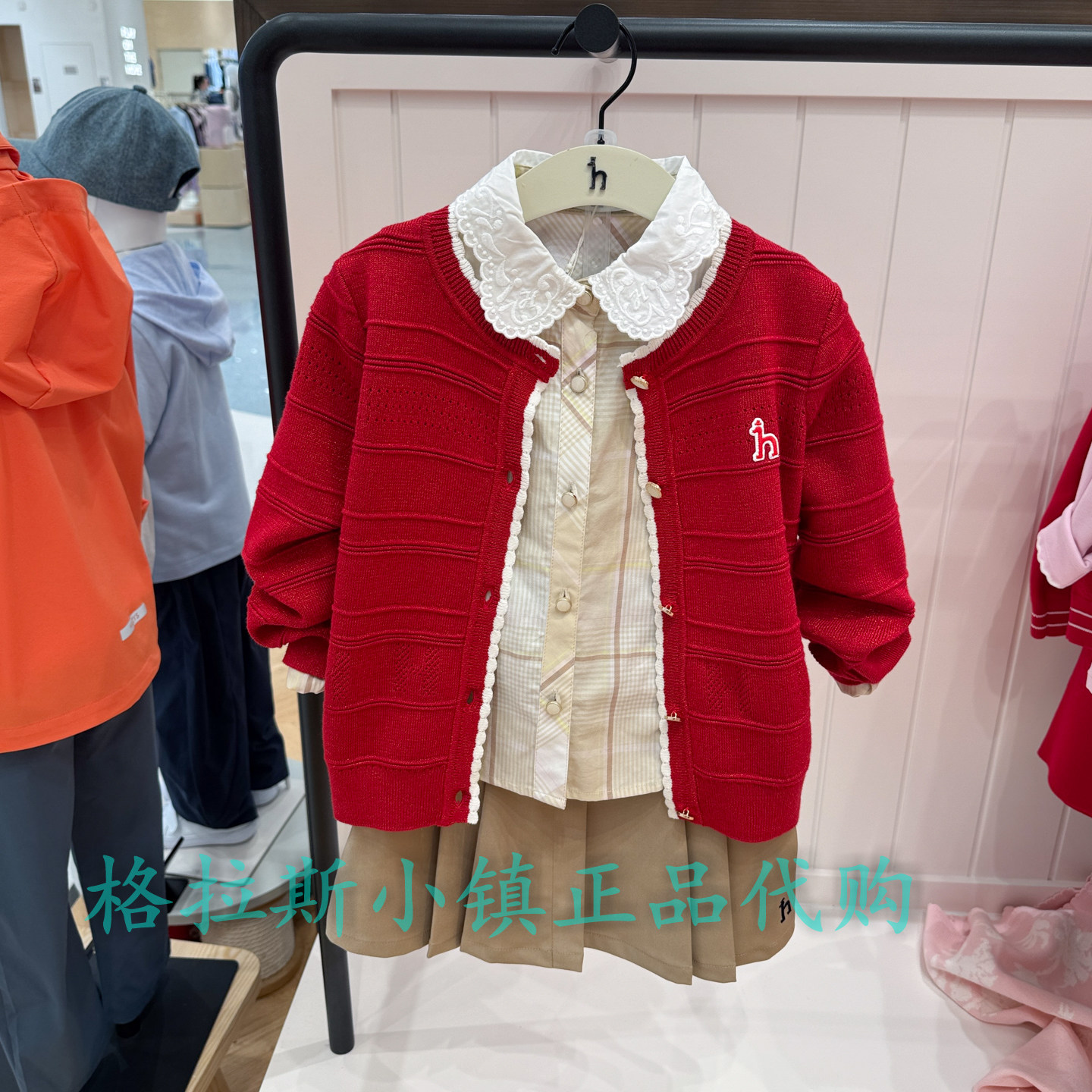 hazzys哈吉斯童装国内代购26春款女童圆领针织开衫HZUCGD08CW112