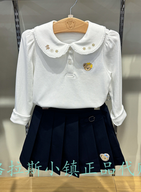 熊宝棉PawinPaw童装专柜正品26秋新款女童翻领长袖T恤PCLWG4921K