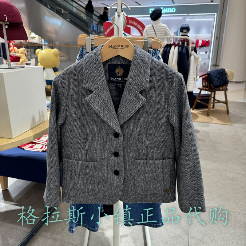 衣恋童装正品春款女童羊毛呢西服