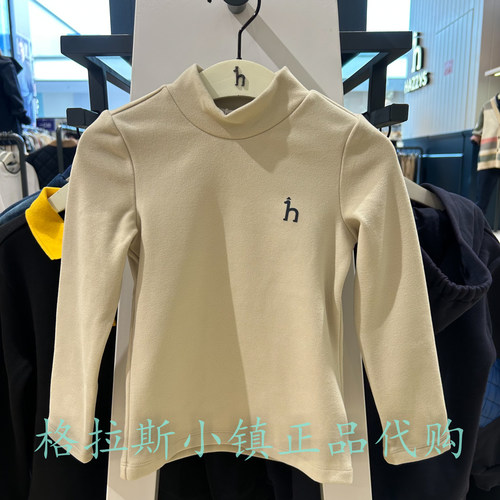 哈吉斯童装冬女童半高领打底T恤