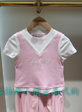 Elandkids衣恋童装专柜正品26夏款女童云柔棉假两件T恤EKRAG2321B