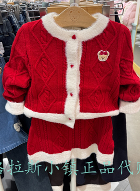 PawinPaw婴童专柜正品25冬款女宝红色卡通针织套装裙PCSKF4C81E