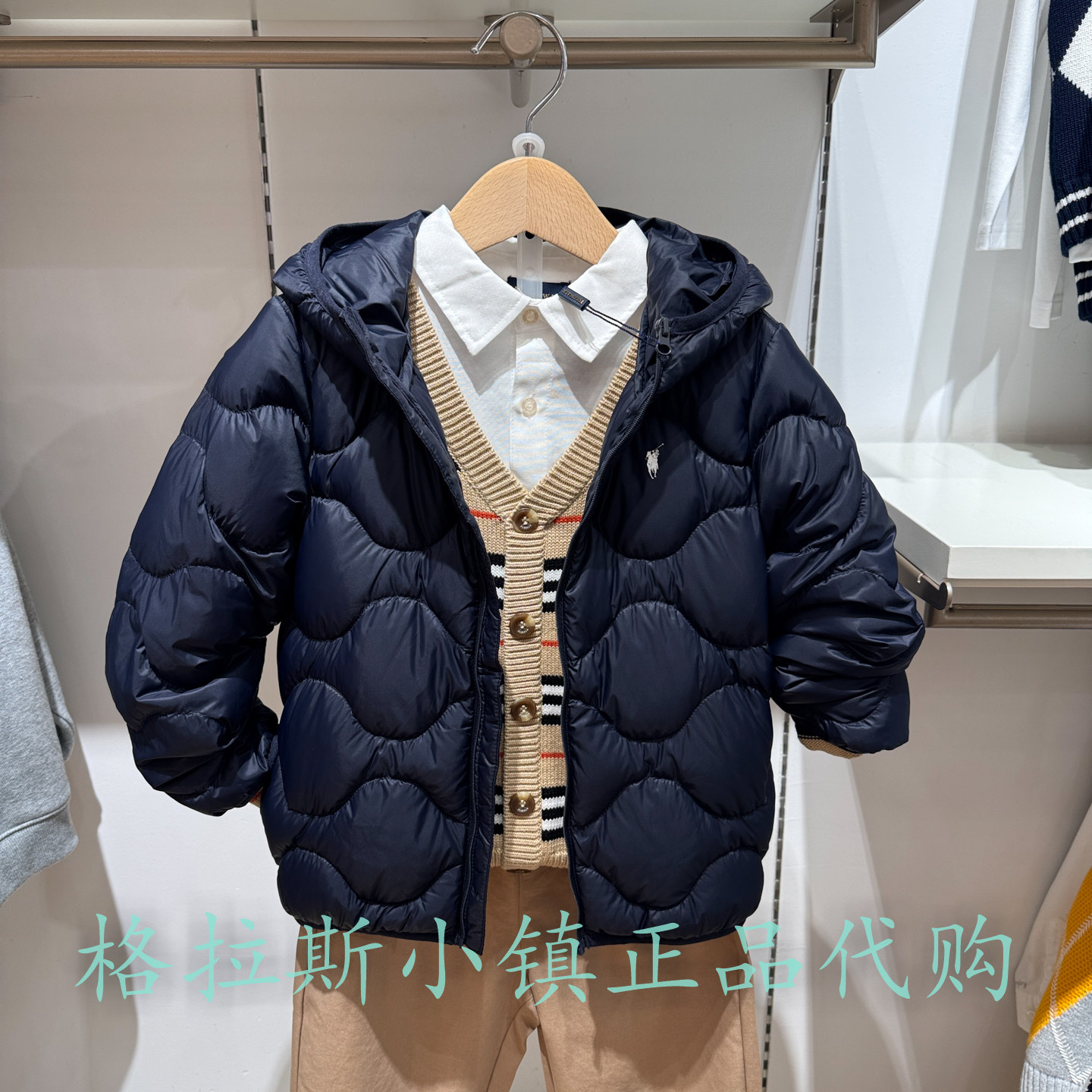 90鸭绒Polo walk童装正品25冬新款男女童轻薄羽绒服BXNW531K0097