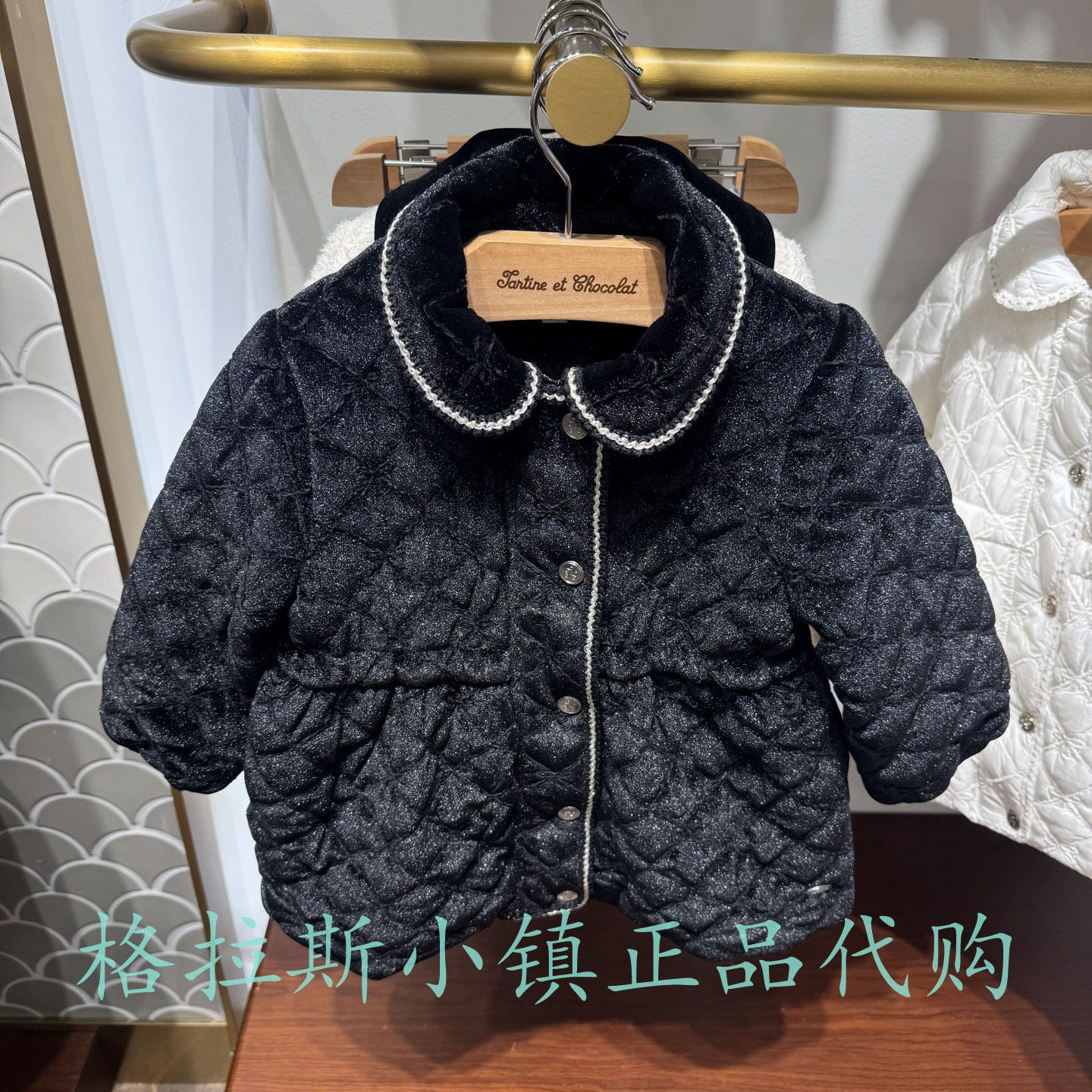 巧克力童装冬女宝翻领夹克棉服