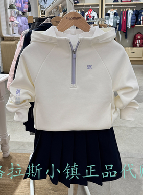 Elandkids衣恋童装专柜正品25冬款女童加绒保暖连帽卫衣MHF4V22B
