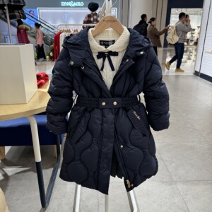 Elandkids衣恋童装专柜正品24冬款女童收腰羽绒服外套EKJDE4T25A