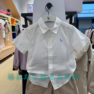 特价hazzys哈吉斯童装国内代购夏款男童学院风短袖衬衫HTM12XS08M