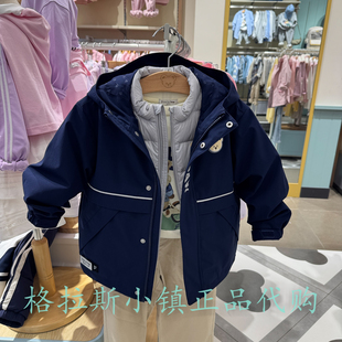 90鸭绒pawinpaw童装正品25冬男童三防冲锋衣羽绒服套装PCJDF4931E