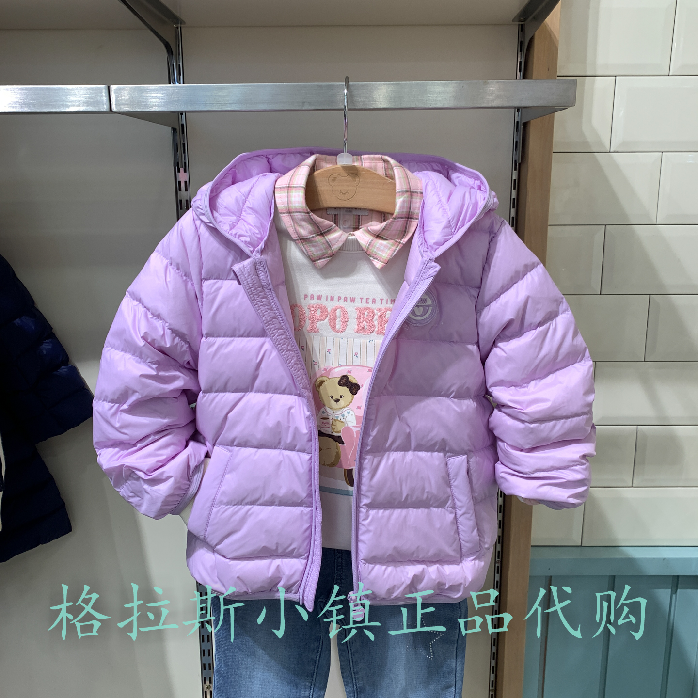 pawinpaw正品女童轻薄连帽羽绒服
