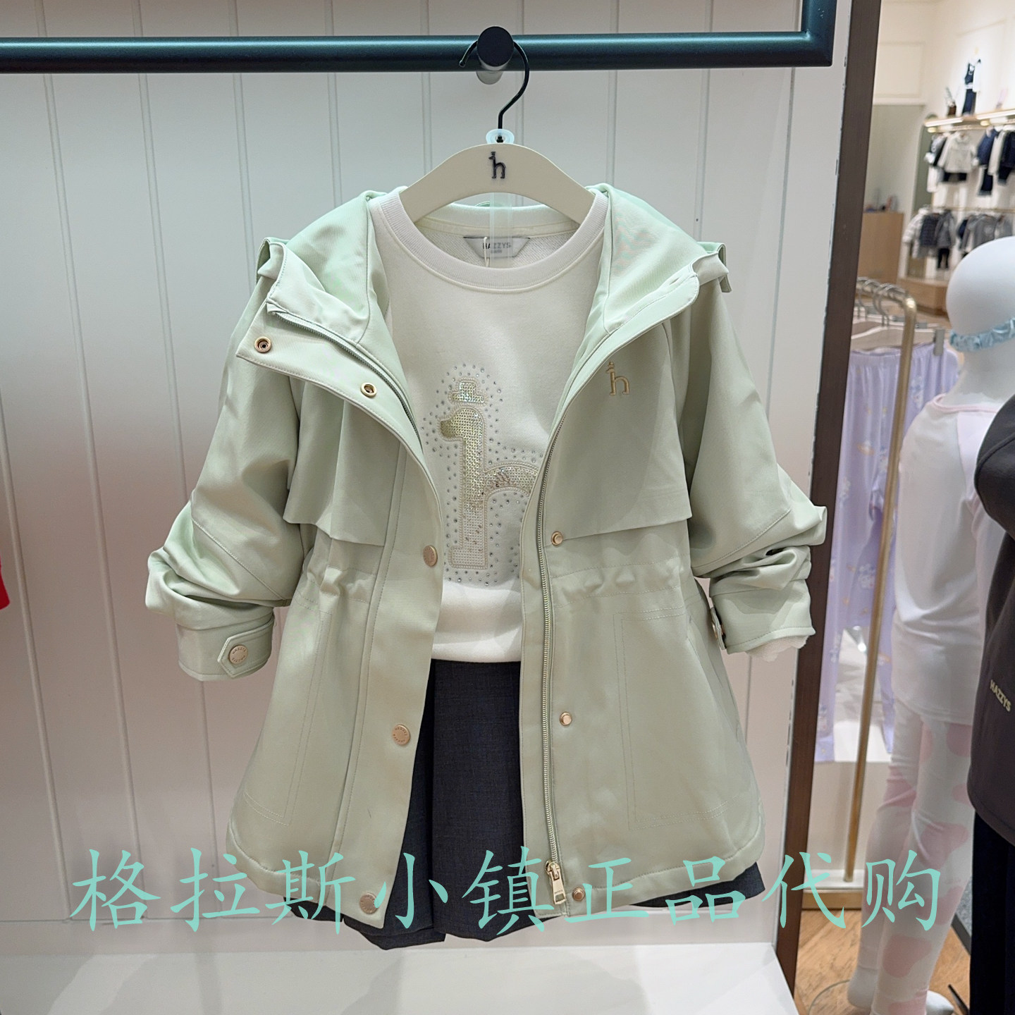 哈吉斯童装冬款女童加绒连帽外套图片
