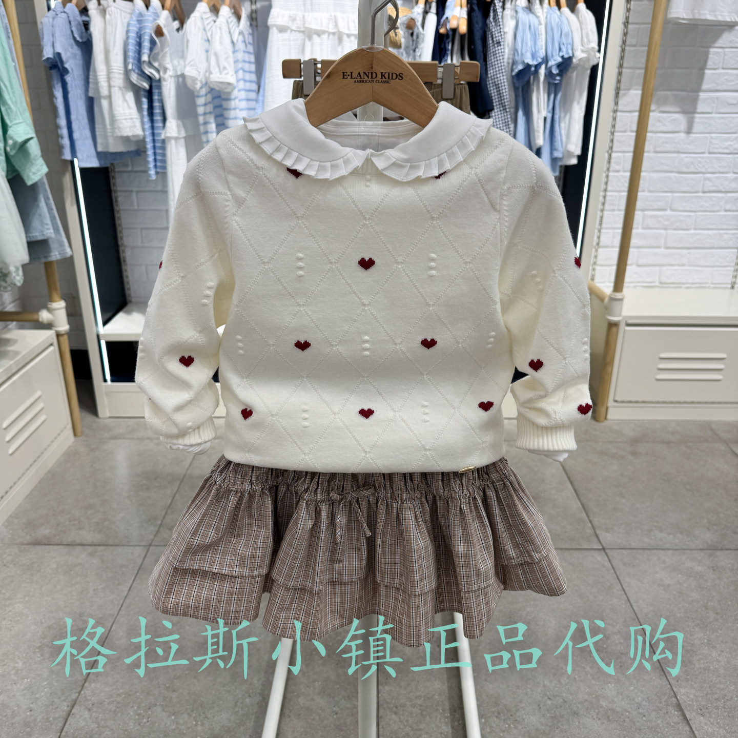 衣恋童装冬新款女童提花圆领毛衣