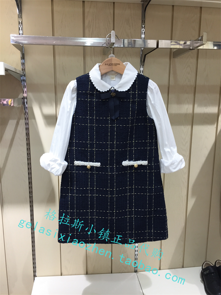 Elandkids衣恋童装专柜正品23冬款女童小香风呢子连衣裙OWD4C21K