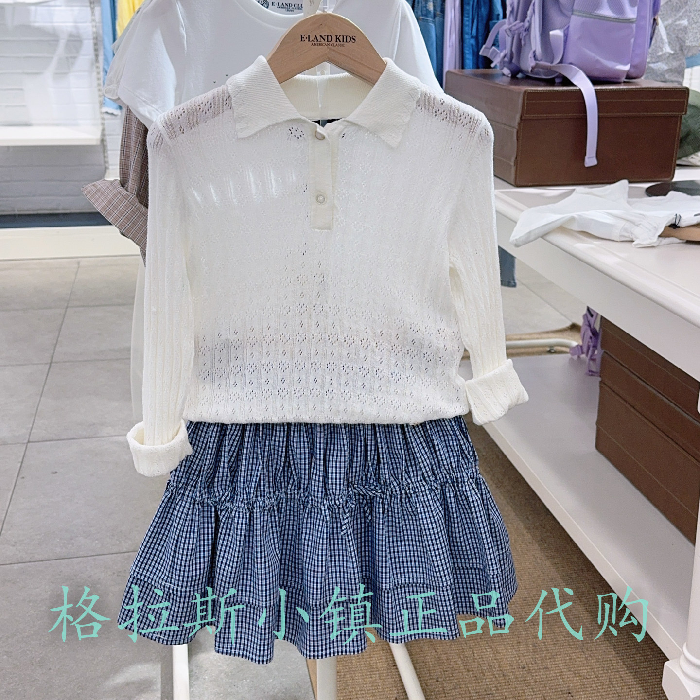 衣恋童装秋款女童翻领长袖针织衫