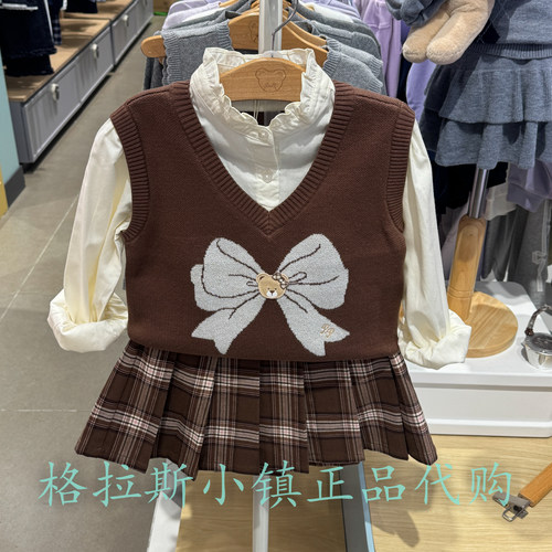 PawinPaw童装秋女童假两件毛衣