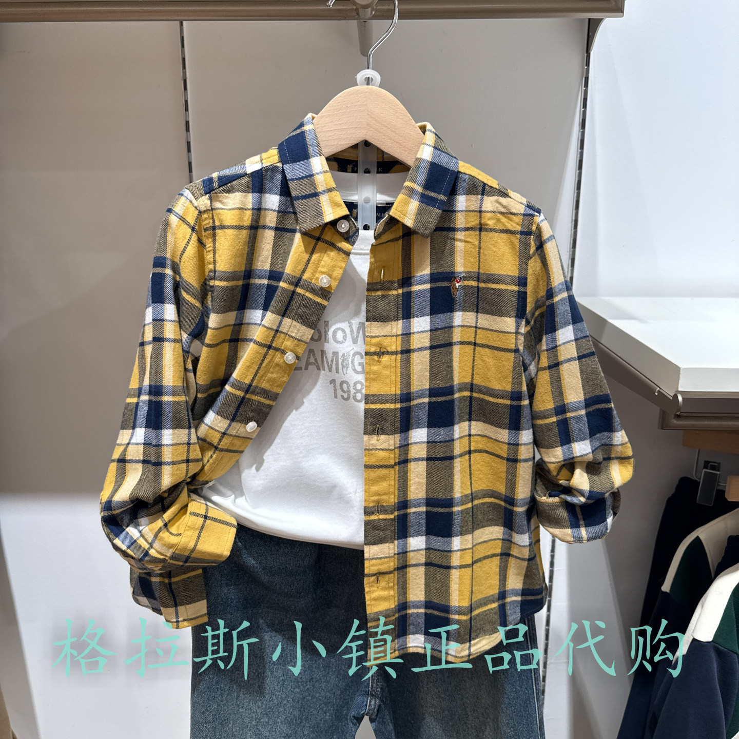 Polo walk KIDS童装专柜正品25秋款男童格纹磨毛衬衫CP7W532E0041