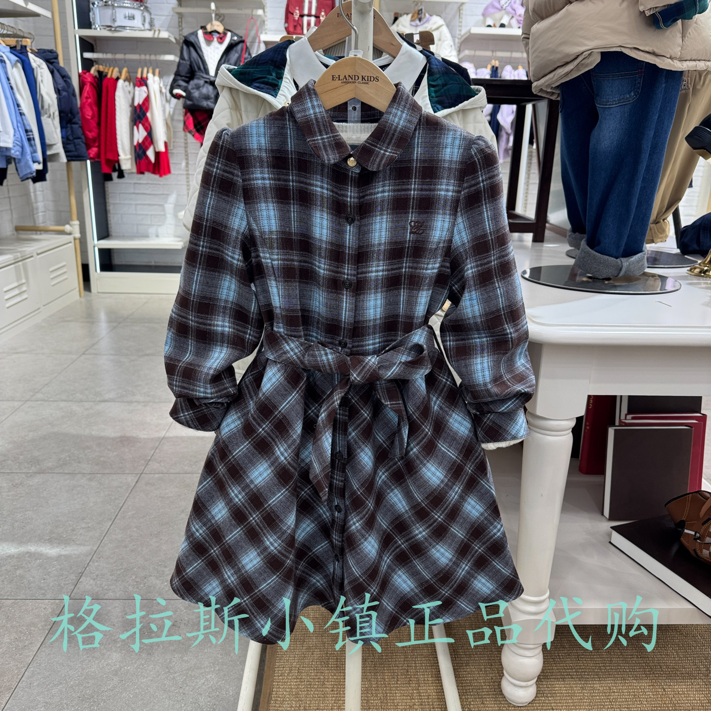 衣恋童装正品冬女童学院风连衣裙