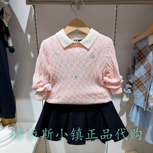Polowalk童装秋女童翻领针织毛衣