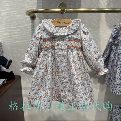 巧克力童装正品秋女童碎花连衣裙