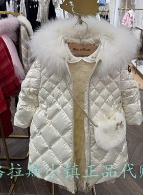 chocolat巧克力童装正品25年冬款女宝大毛领长款羽绒服CIJDF4V41K