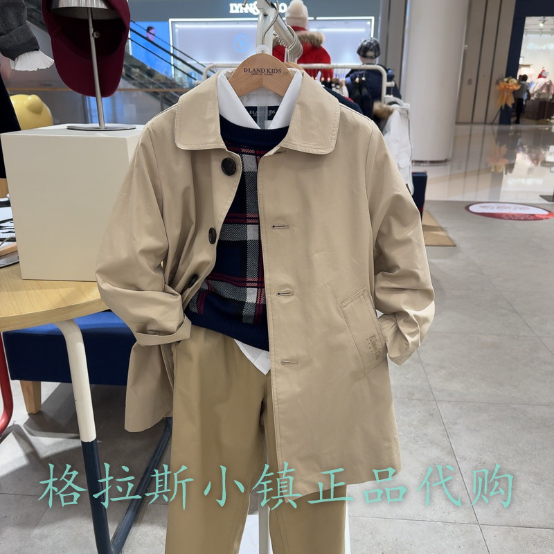 Elandkids衣恋童装专柜正品25春男童徽章帅气风衣外套EKJPF1102D