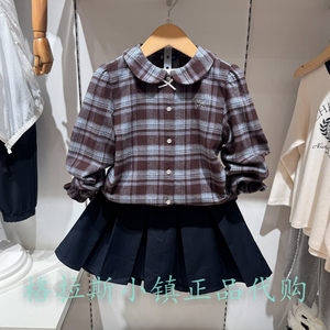 Polowalk童装秋女童格纹长袖衬衫