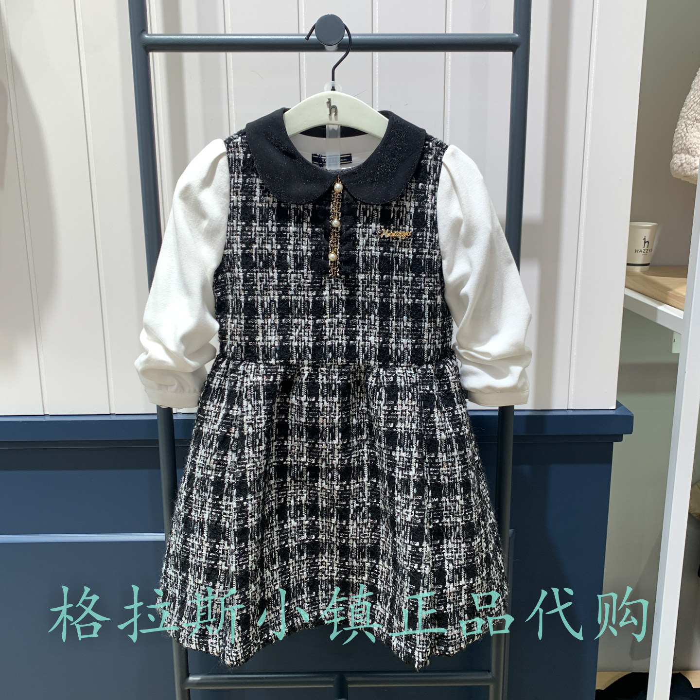 特惠hazzys哈吉斯童装国内代购冬款女童小香风连衣裙HSW12NA52MBK