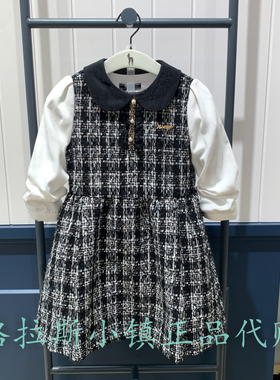 hazzys哈吉斯童装国内代购2025冬款女童小香风连衣裙HSW12NA52MBK