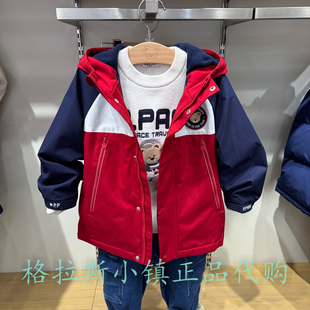 pawinpaw童装专柜正品25冬款男童三防加绒保暖连帽外套PCJAF4V11Q